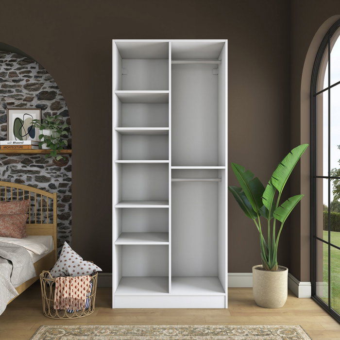 Hanah Home Armario Blanco con Estanterías Hanah Home Armario Blanco con Estanterías